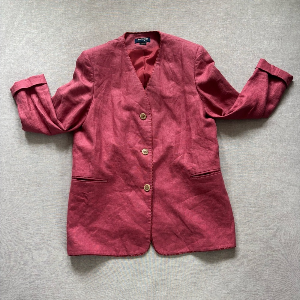 Country Shop vintage mauve linen country estate work blazer.